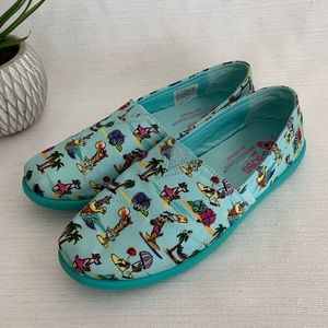 Girls BOBS From Sketchers Turquoise Beach Memory Foam Flats Girls 5Y